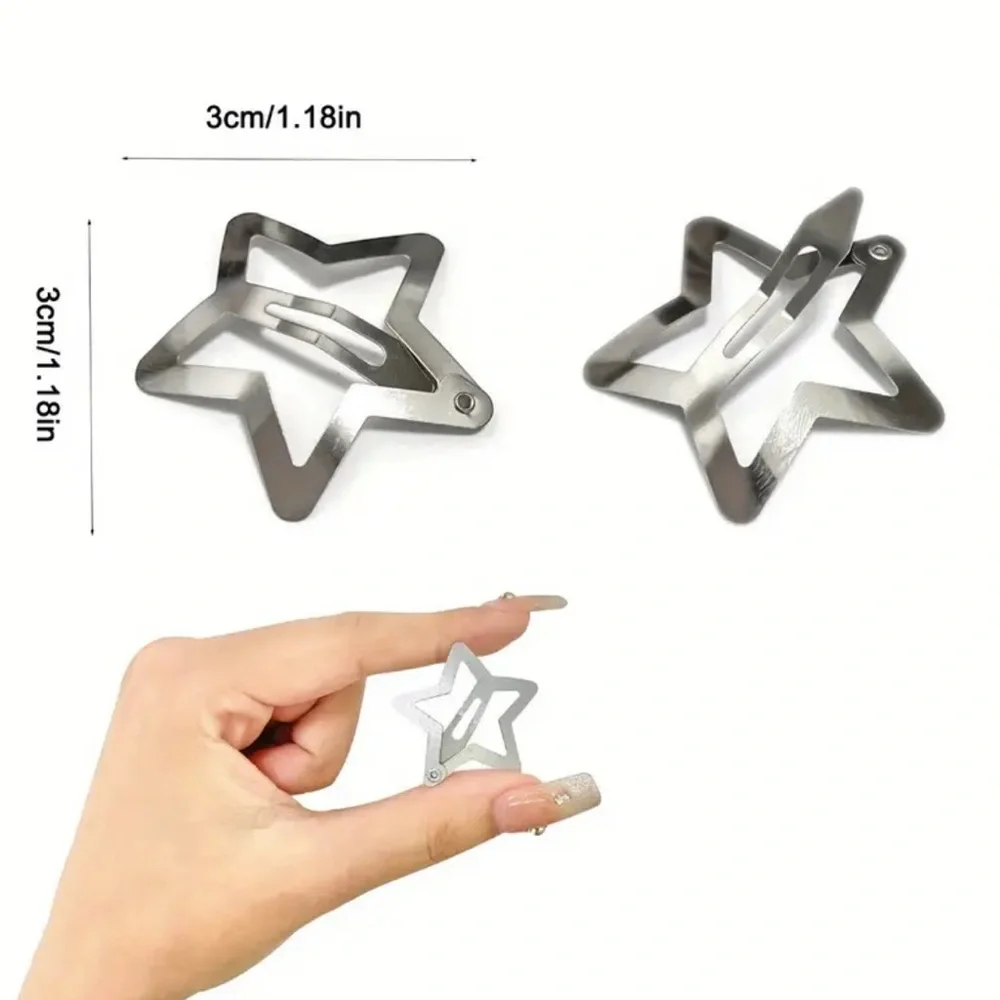 Chic 6 Silver Star Hair Clips